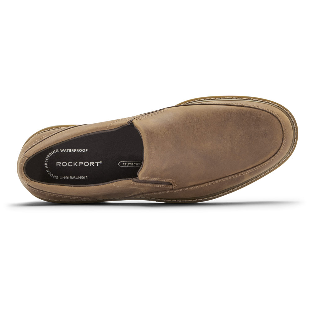 Rockport Mens Slip-On Khaki - Charlee Waterproof - UK 350-ANZMQR